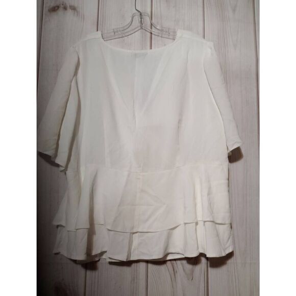Asos Shirt Ladies 16 White Short Sleeve Semi‎ Sheer - Picture 2 of 6